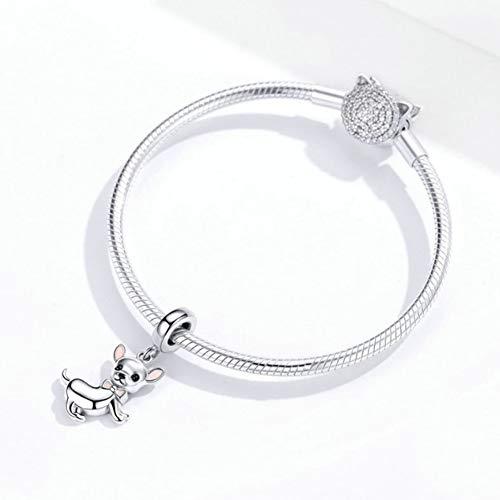 LAMOONY Chihuahua Dog Charm 925 Sterling Silver Dinosaur Bead Owl Cat Pendant Animal Dolphin Dangle for Pandora Charm Bracelet (Chihuahua) - Image 4
