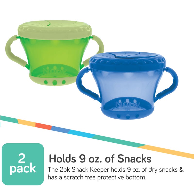 Nuby 2-Pack Snack Keepers, Blue and Green - Image 2