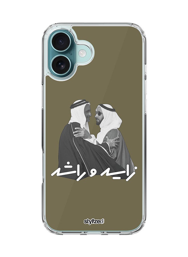 Stylizedd for iPhone 16 Plus Case [Compatible with MagSafe] Slim Magnetic cover Clear Phone Case - Sheikh Zayed And Sheikh Rashid, Crocodile Green - Image 1