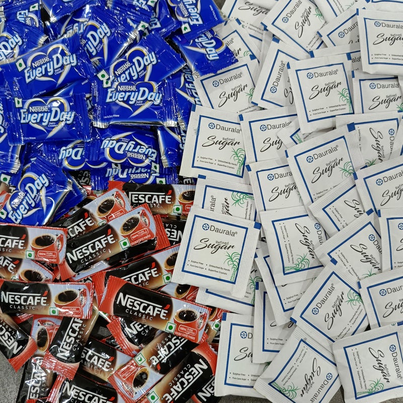 SFU E Com Nescaffe Classic Coffee with Everyday Creamer and Daurala Sugar, Instant Coffee Sachets, (300x Classic Coffee 0.9g) (300x Everyday Creamer 3g) (200x Daurala Sugar 5g) - Image 1