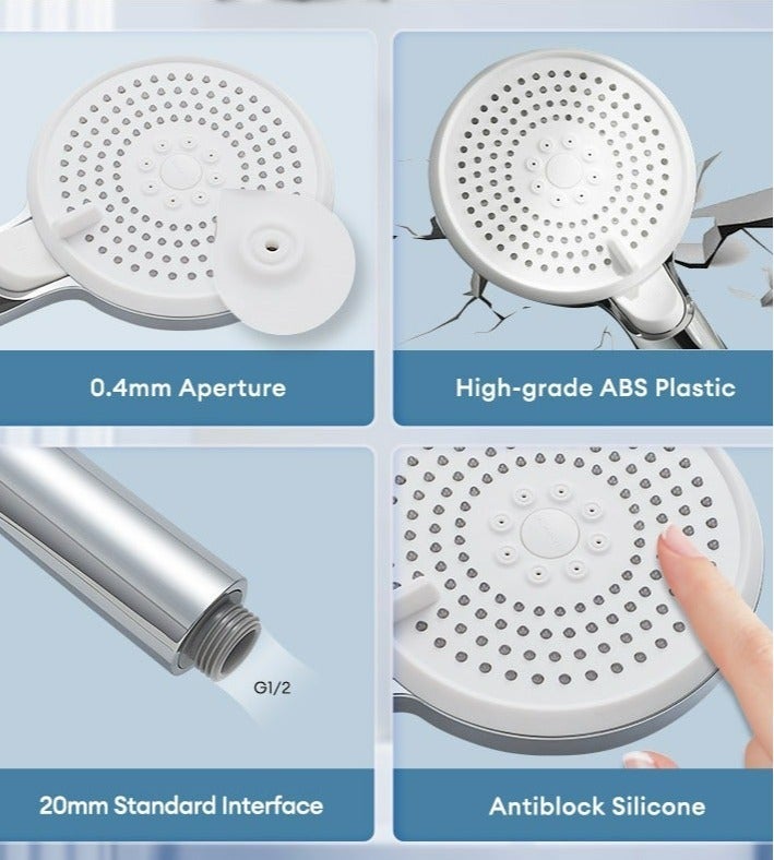 Jomoo High Pressure Shower Head with 3 Spray Modes, Water Saving Shower Head with ON/OFF Pause Switch, Anti-clog Nozzles Handheld Showerhead - Image 5