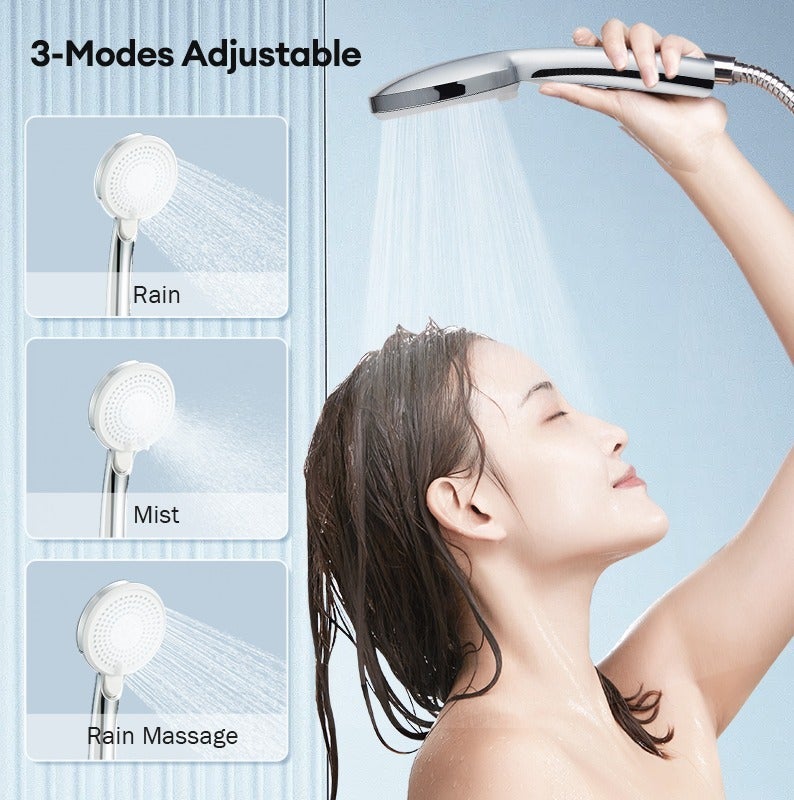 Jomoo High Pressure Shower Head with 3 Spray Modes, Water Saving Shower Head with ON/OFF Pause Switch, Anti-clog Nozzles Handheld Showerhead - Image 2