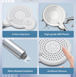 High Pressure Shower Head with 3 Spray Modes, Water Saving Shower Head with ON/OFF Pause Switch, Anti-clog Nozzles Handheld Showerhead - view 5