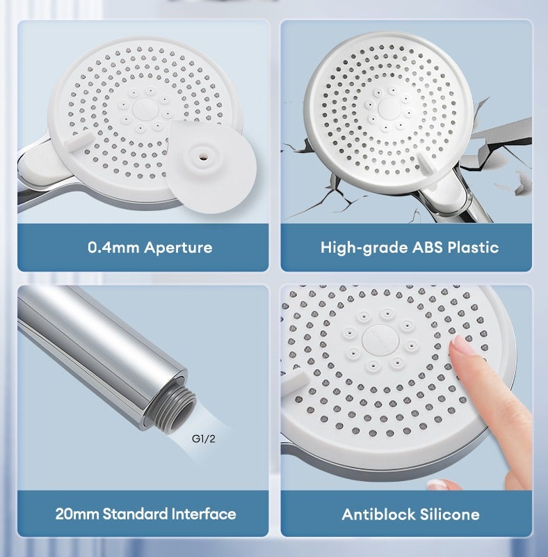 Jomoo High Pressure Shower Head with 3 Spray Modes, Water Saving Shower Head with ON/OFF Pause Switch, Anti-clog Nozzles Handheld Showerhead - Image 5