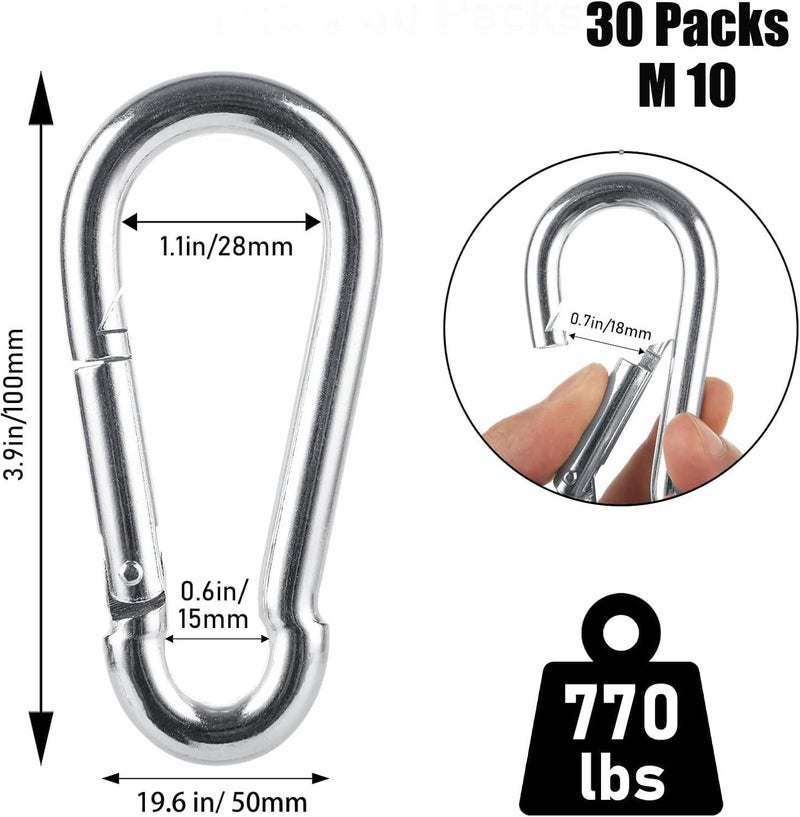APACALI Spring Snap Hooks M5 M6 M8 M10 Carabiner Heavy Duty Carabiner Clips Galvanized Steel Quick Links Caribiniers Hammocks Hooks for Camping Hiking Outdoor Swing Pet Leash Gym - Image 2