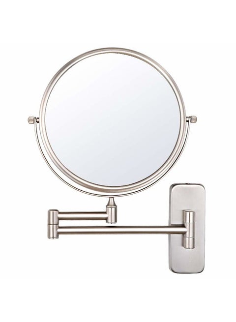 Wall Mount Makeup Mirror, 1X/5X Magnifying Mirror Double Sided, Extendable Magnified Mirror for Shaving and Bathroom Swivel, Brushed Nickel Finish (8 Inch, 5X)
