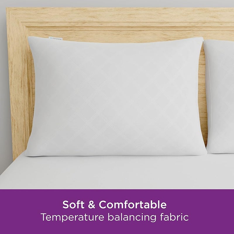Aller-Ease Ultimate Protection & Comfort Temperature Balancing Pillow Protector – Zippered, Antimicrobial, Allergist Recommended Prevent Collection of Dust Mites and Allergens, Queen-2 Pack, White - Image 4