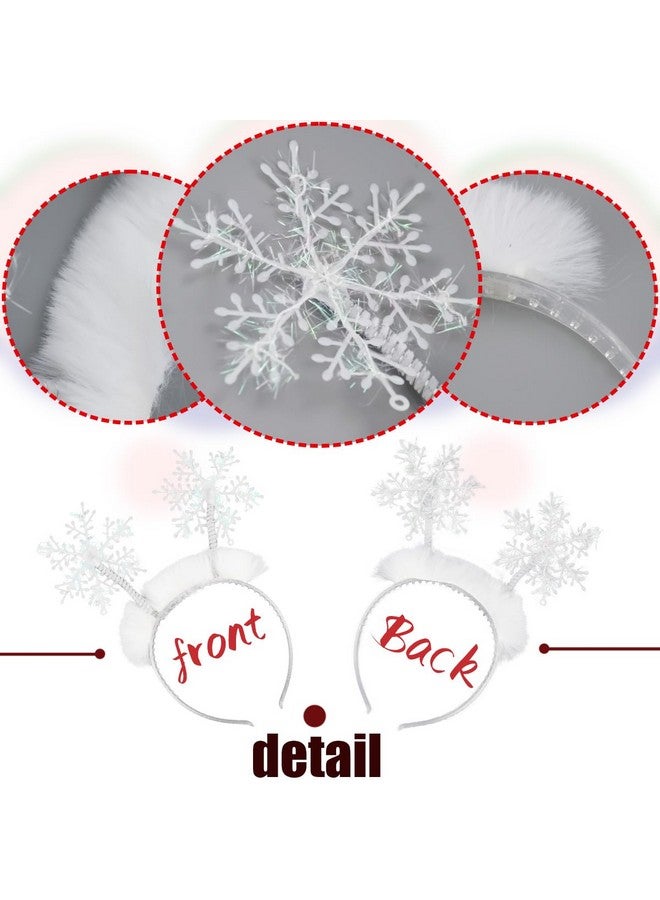 Doneace Snowflake Head Boppers Christmas Headband For Girls Women Glitter Hair Band Winter White Feather Hair Hoop Holiday Party Tiara Headpiece For Xmas Decoration Party Supplies Gift - Image 2