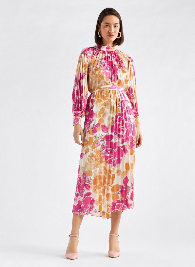 Splash FAV Floral Pleated Midi Dress - Image 1