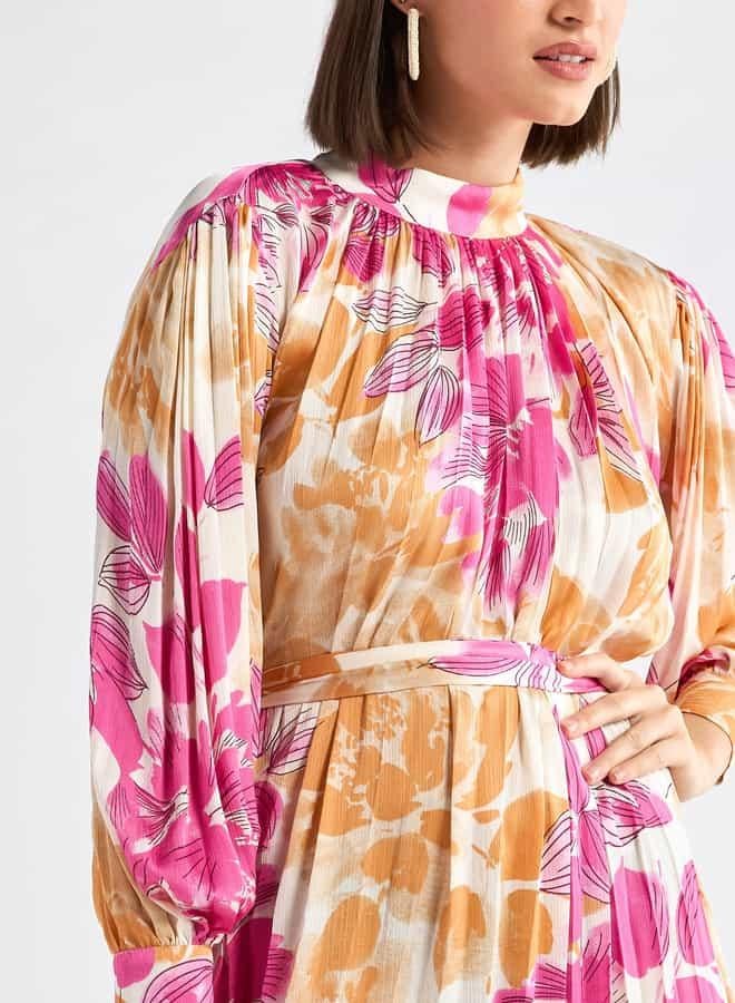 Splash FAV Floral Pleated Midi Dress - Image 4