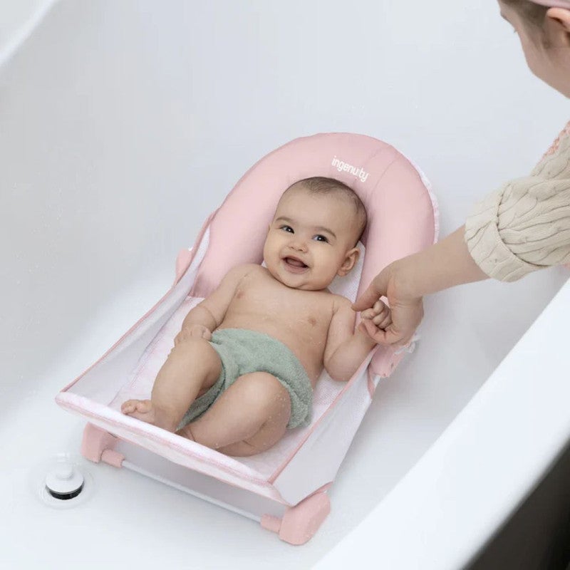 Ingenuity - Foldaway 2-Position Bather in Pink with Mesh Sling and Compact Fold, Ages 0–6 Months - Image 2