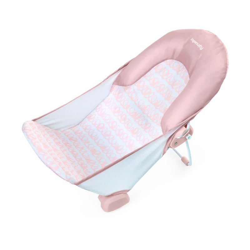 Ingenuity - Foldaway 2-Position Bather in Pink with Mesh Sling and Compact Fold, Ages 0–6 Months - Image 1