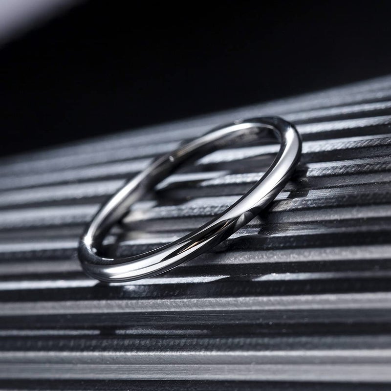 King Will 2mm Tungsten Carbide Wedding Band for Men Women Classic Promise Engagement Rings for Couples Domed Style High Polish Finished Comfort Fit, Silver Size 4 - Image 2