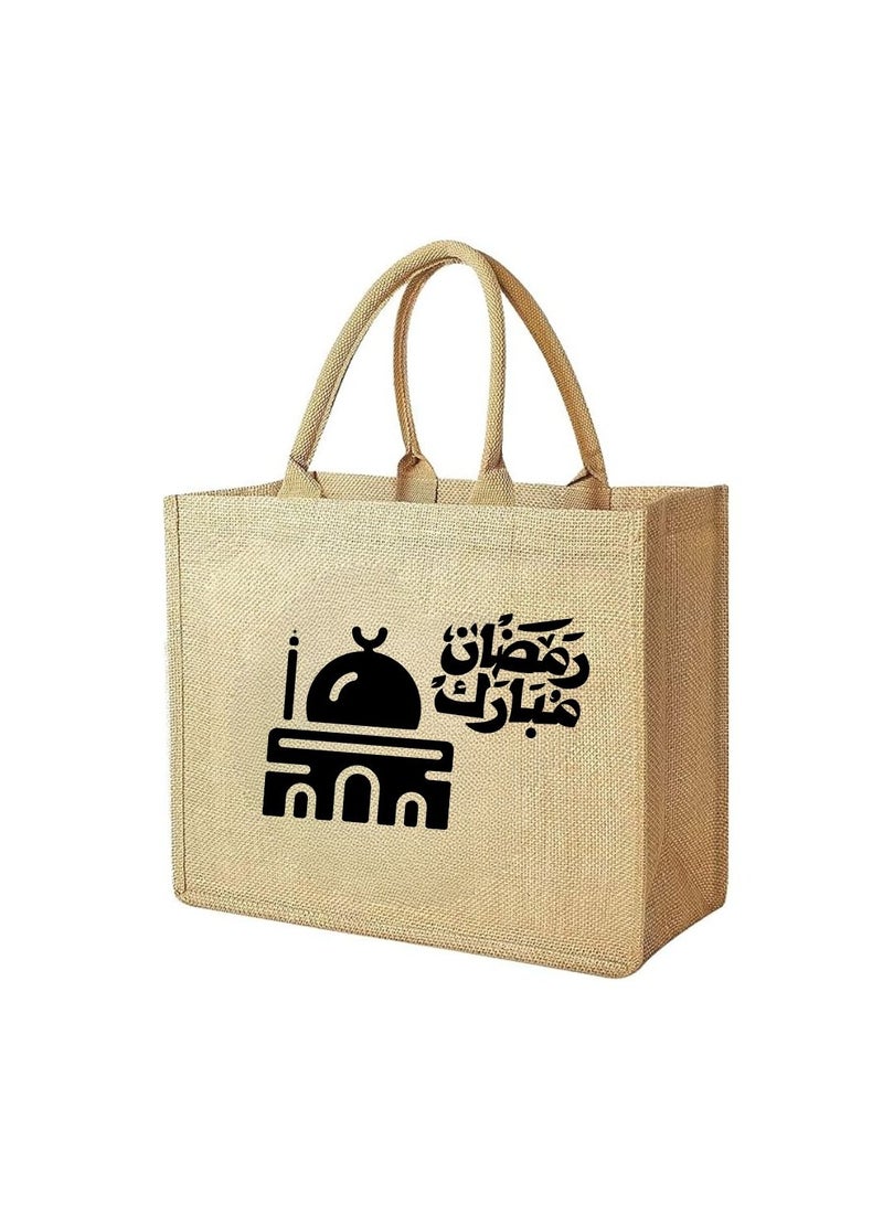 PRINTSHOP4ME Jute Bag Printed Ramadan Design–Reusable,Durable Tote For Gifting Or Everyday Use,Used For Festive Celebrations And Sustainable Living - Image 1