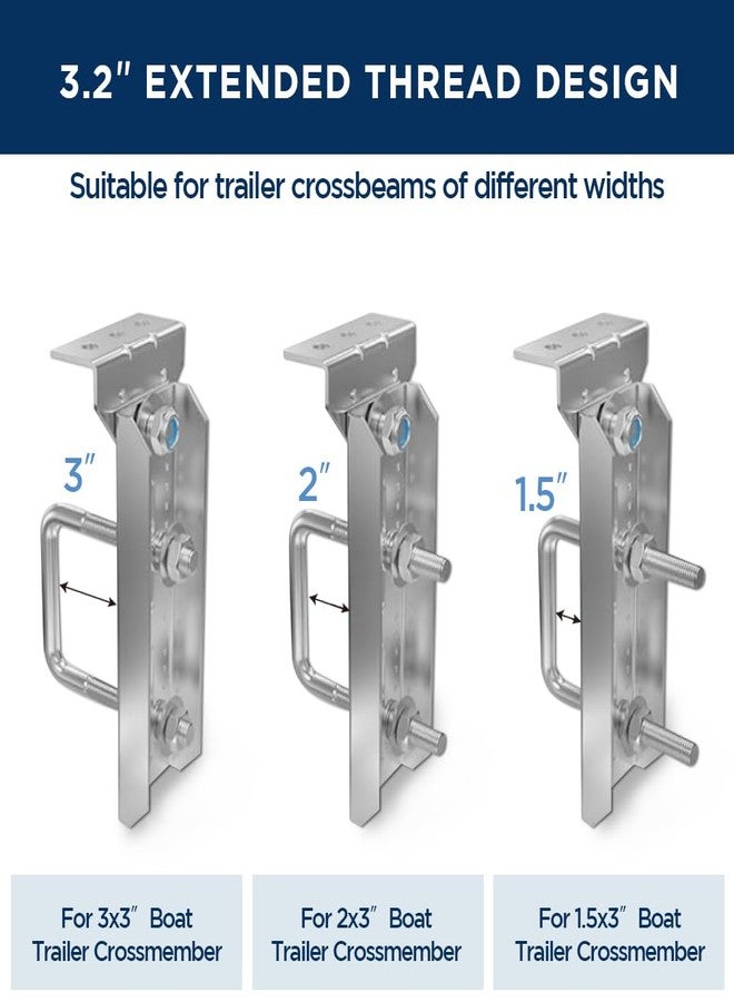 Sebnux Galvanized Swivel Heavy Duty 8" Boat Trailer Bunk Brackets Top Bunk Bracket Kit for 1.5" x 3", 2" x 3", 3" x 3" Boat Trailer Crossmember - Image 2