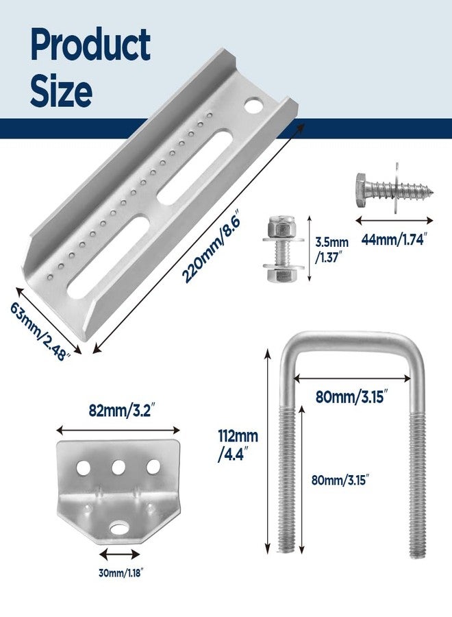 Sebnux Galvanized Swivel Heavy Duty 8" Boat Trailer Bunk Brackets Top Bunk Bracket Kit for 1.5" x 3", 2" x 3", 3" x 3" Boat Trailer Crossmember - Image 3