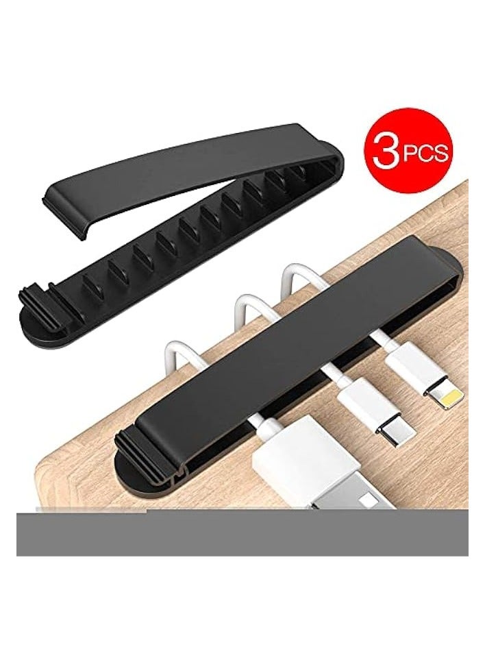 KASTWAVE Cable Clips, 3 Pack Cord Organizer Charger Cable Management for Organizing Home Office Desk Phone Car Cable Wire, Self Adhesive Cord Holders (Black) - Image 2