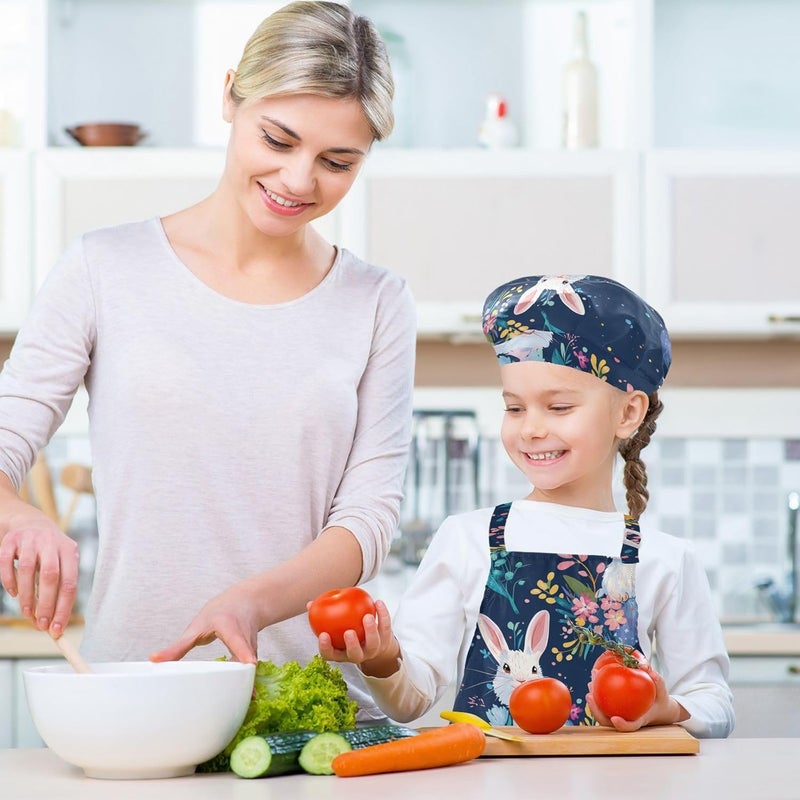Kid Chef Costume Creative Rabbit Flower Easter Child Apron with Pockets for Baking Cooking Painting 3-12 Years Old - Image 5