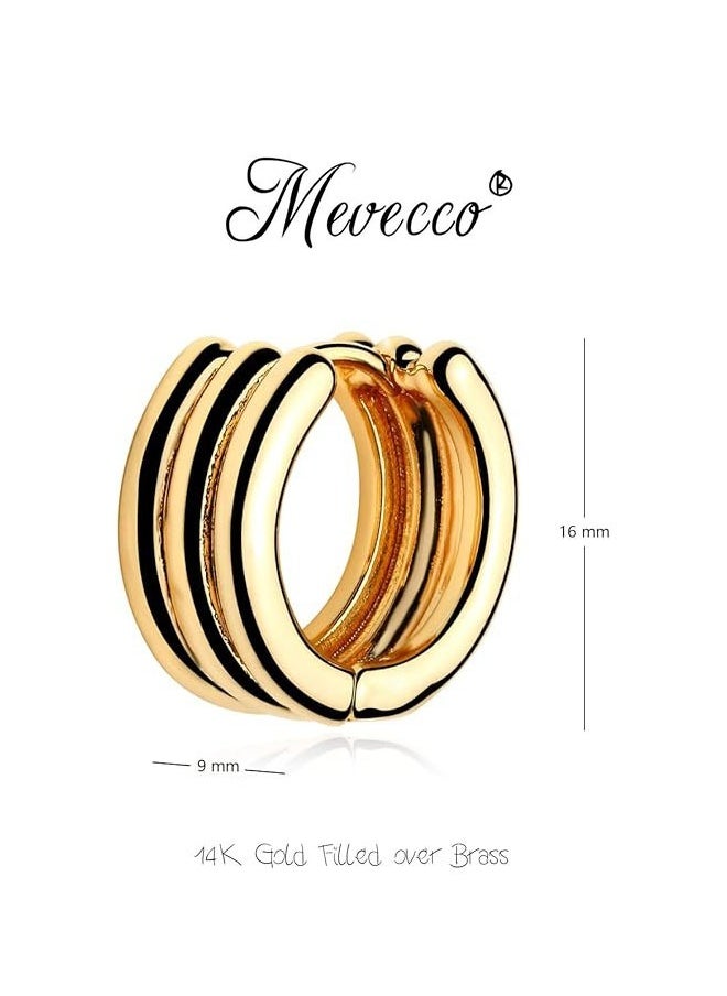 Mevecco - Women Huggie Earrings Gold Hoop 14K Gold Filled Small Simple Handmade Hypoallergenic Everyday Jewelry - Image 1