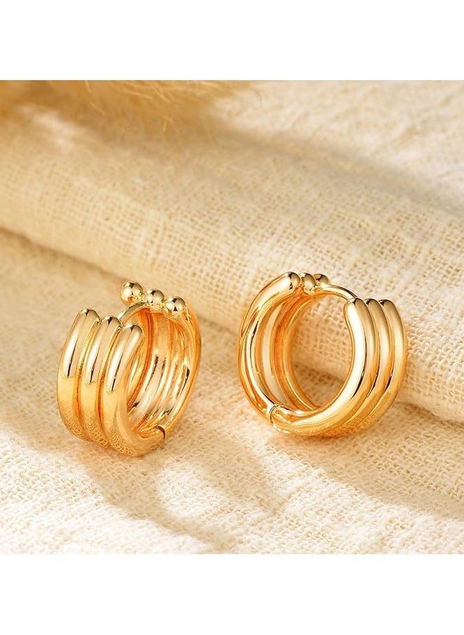 Mevecco - Women Huggie Earrings Gold Hoop 14K Gold Filled Small Simple Handmade Hypoallergenic Everyday Jewelry - Image 1