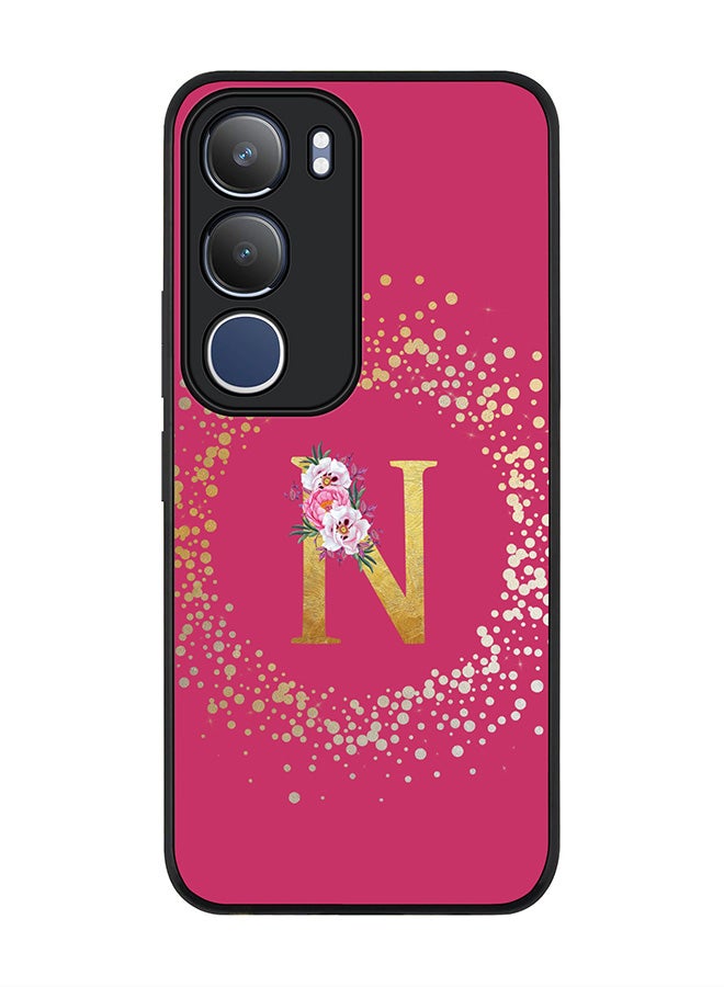 Stylizedd For vivo Y19s / Y19s Pro Case,Slim fit Camera Protection, Shockproof Thin Phone cover  - Custom Monogram Floral - N ( Deep Pink )