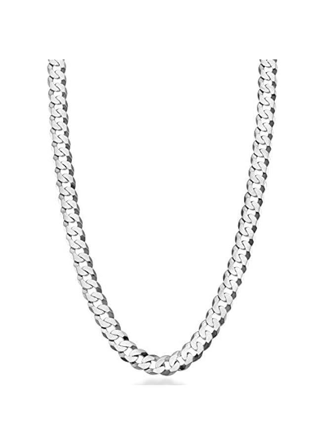 Arabest Solid 925 Sterling Silver Italian 7mm Diamond Cut Cuban Link Curb Chain Necklace for Men Women - Image 1