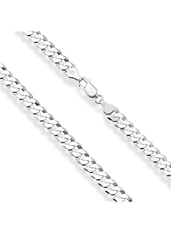 Arabest Solid 925 Sterling Silver Italian 7mm Diamond Cut Cuban Link Curb Chain Necklace for Men Women - Image 2