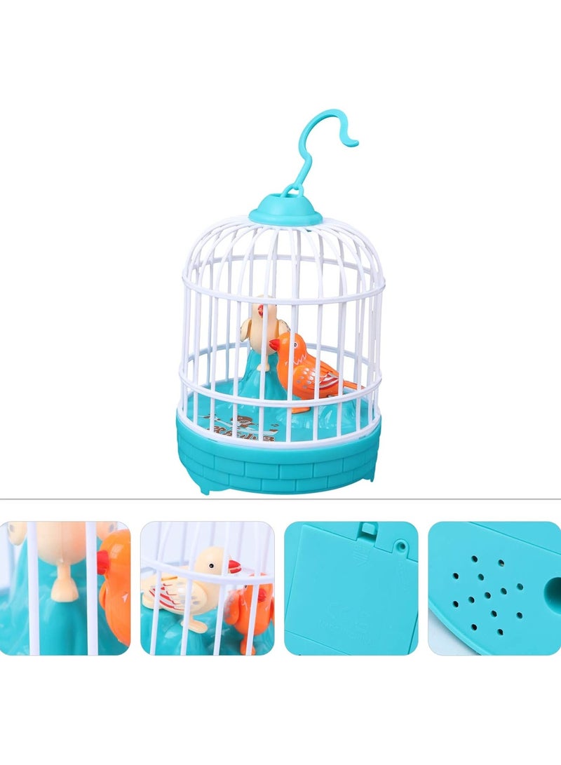 Hanging Bird Cage Toy Kids Singing Chirping Bird Toy Realistic Sounds Movements Bird Figure Pet Caged Bird Toy - Image 1