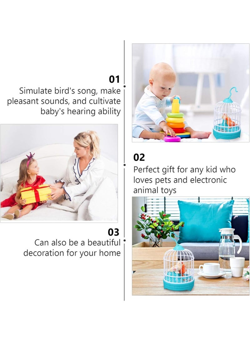 Hanging Bird Cage Toy Kids Singing Chirping Bird Toy Realistic Sounds Movements Bird Figure Pet Caged Bird Toy - Image 2