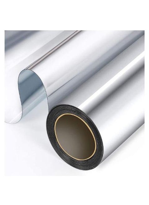 Privacy Self-adhesive Glass Sticker for Home Office Reflective Mirror Film, Sun Blocking Anti UV Window Tint silver