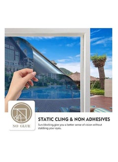 YQbest Privacy Self-adhesive Glass Sticker for Home Office Reflective Mirror Film, Sun Blocking Anti UV Window Tint silver  - Image 2