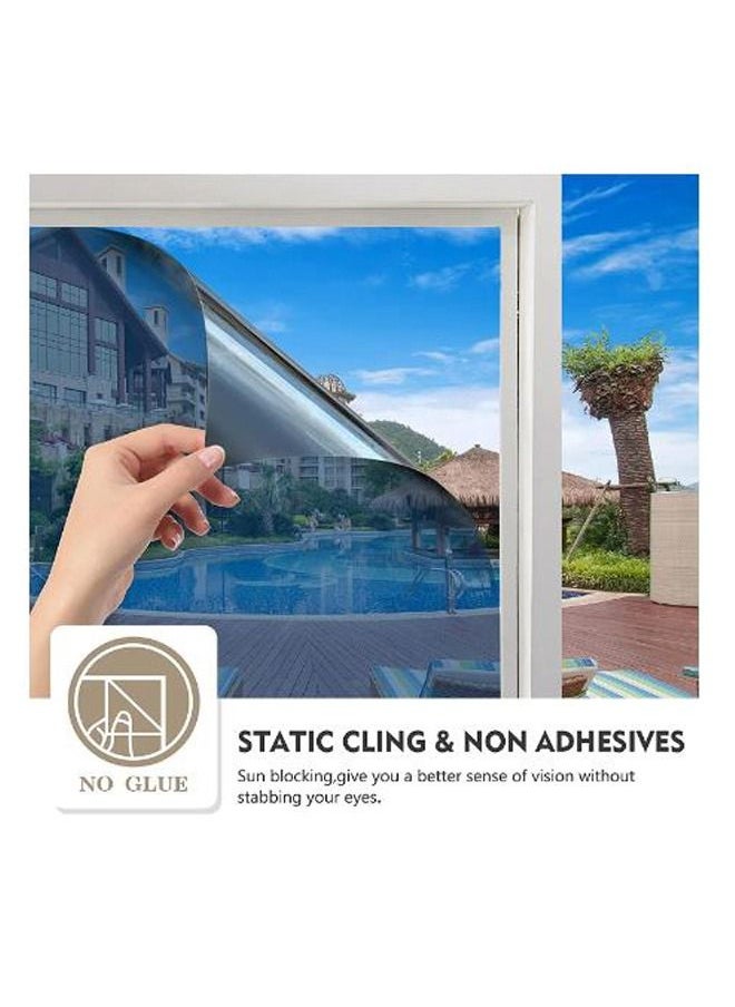 Privacy Self-adhesive Glass Sticker for Home Office Reflective Mirror Film, Sun Blocking Anti UV Window Tint silver