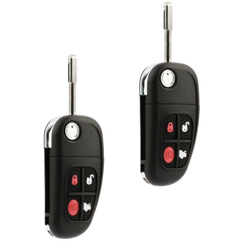 Car Key Fob Keyless Entry Remote Flip fits 2001 2002 2003 2004 2005 2006 2007 2008 Jaguar SType XType XJ8 NHVWB1U241 Set of 2