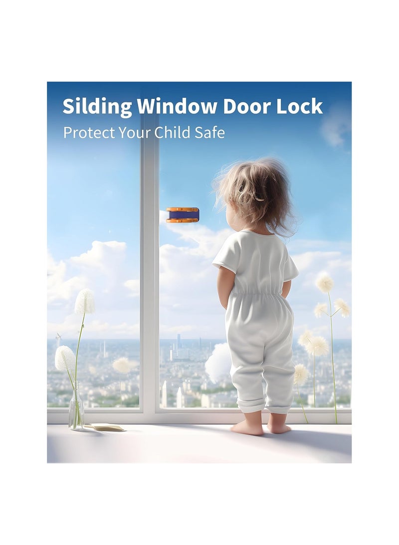 كاست ويف Sliding Door Lock for Child Safety, Glass Door Window Security Lock, Baby Pets Proofing Cabinet Doors Locks, No Drilling Tools Needed, 4 Pack - Image 2