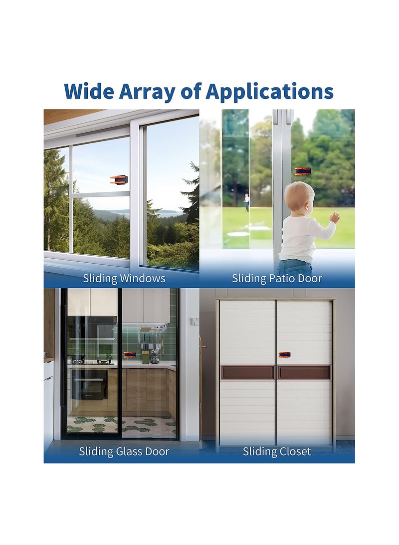 كاست ويف Sliding Door Lock for Child Safety, Glass Door Window Security Lock, Baby Pets Proofing Cabinet Doors Locks, No Drilling Tools Needed, 4 Pack - Image 4