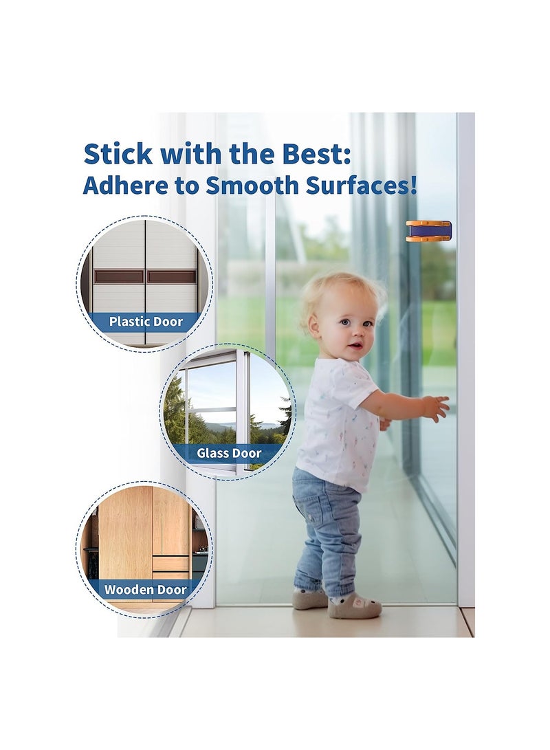 كاست ويف Sliding Door Lock for Child Safety, Glass Door Window Security Lock, Baby Pets Proofing Cabinet Doors Locks, No Drilling Tools Needed, 4 Pack - Image 3
