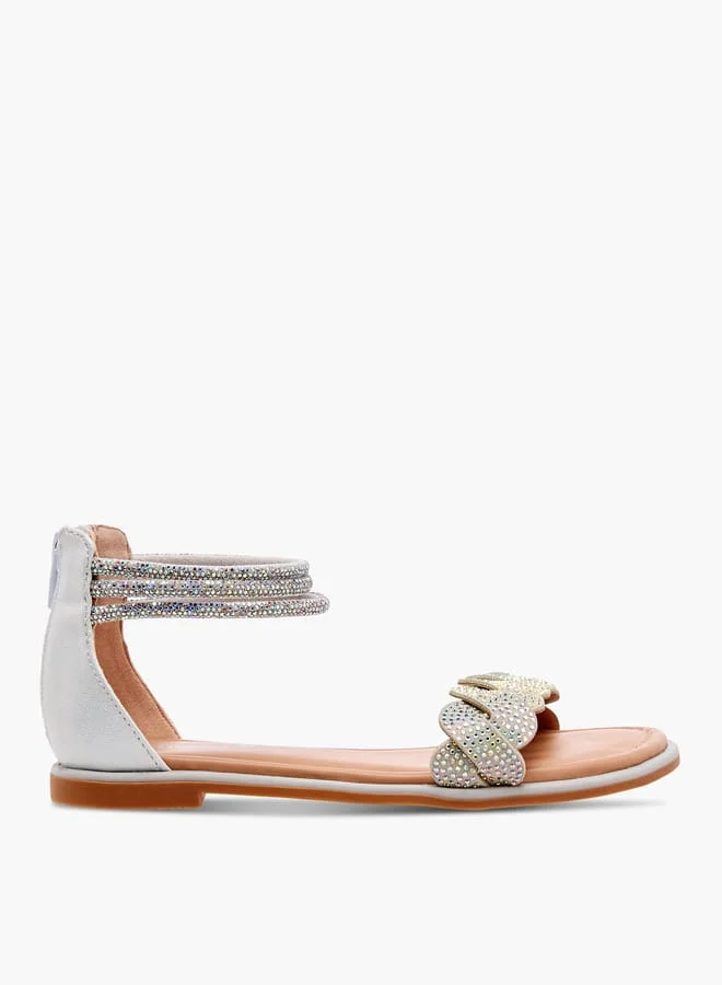 Little Missy Girls Studded Ankle Strap Sandals with Zip Closure Ramadan Collection