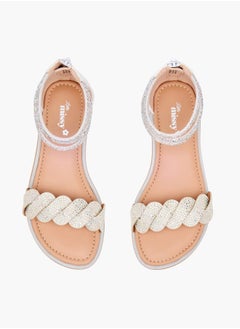 Little Missy Girls Studded Ankle Strap Sandals with Zip Closure  - Image 1