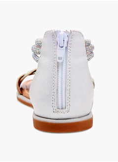 Little Missy Girls Studded Ankle Strap Sandals with Zip Closure  - Image 4