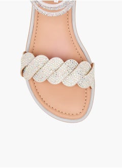 Little Missy Girls Studded Ankle Strap Sandals with Zip Closure  - Image 3