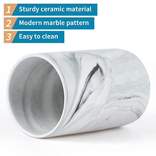 Sanbege Bathroom Tumbler Cup, Ceramic Toothbrush Holder Stand for Mouthwash Rinsing, Toothpaste, Pen, Makeup Brush, Teaspoon Organizer, 10oz / 300ml (Marble Pattern) - Image 4