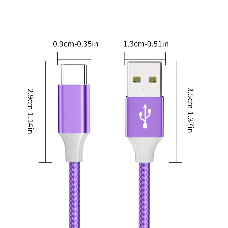 USB A to C Fast Charging Cable 2 Pack Nylon Braided 3 3 6 6 9 Feet Compatible with Samsung Galaxy S25 S24 S23 S22 S21 Xiaomi Series LG - Image 2