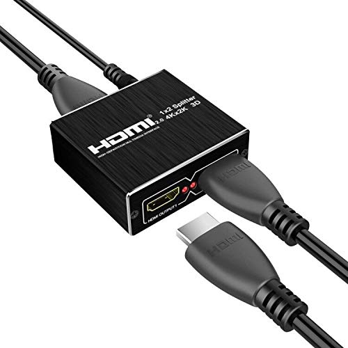 Wonlyus HDMI Splitter 1 in 2 Out, HDMI Splitter 1 to 2 Amplifier for Full HD HDMI 2.0 1080P/ 3D/ 4K for Xbox PS4 PS3 Fire Stick Roku Blu-Ray Player Apple TV HDTV - Image 1