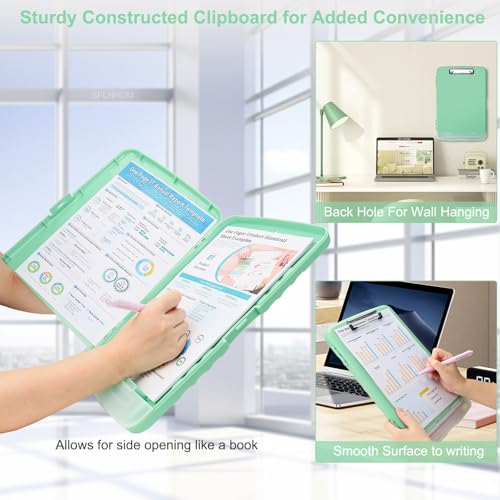 SFLHHDM Clip Boards 8.5x11 with Storage, Low Profile Clip Plastic Clipboards, Nursing Clipboard Folder with Pen Holder, Heavy Duty Clipboard with Storage, Nurse Binder Case for Classroom - Image 5