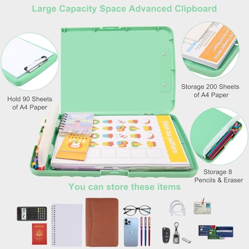 SFLHHDM Clip Boards 8.5x11 with Storage, Low Profile Clip Plastic Clipboards, Nursing Clipboard Folder with Pen Holder, Heavy Duty Clipboard with Storage, Nurse Binder Case for Classroom - Image 2