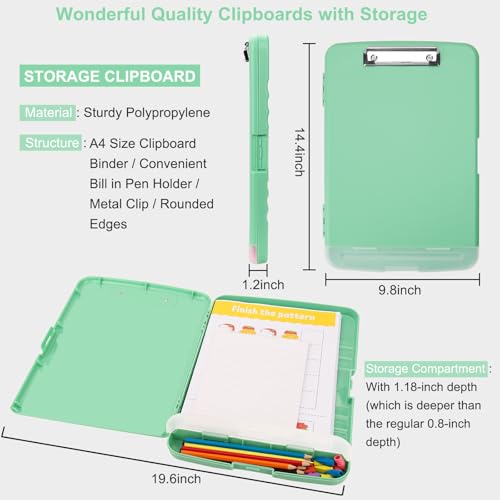 SFLHHDM Clip Boards 8.5x11 with Storage, Low Profile Clip Plastic Clipboards, Nursing Clipboard Folder with Pen Holder, Heavy Duty Clipboard with Storage, Nurse Binder Case for Classroom - Image 3