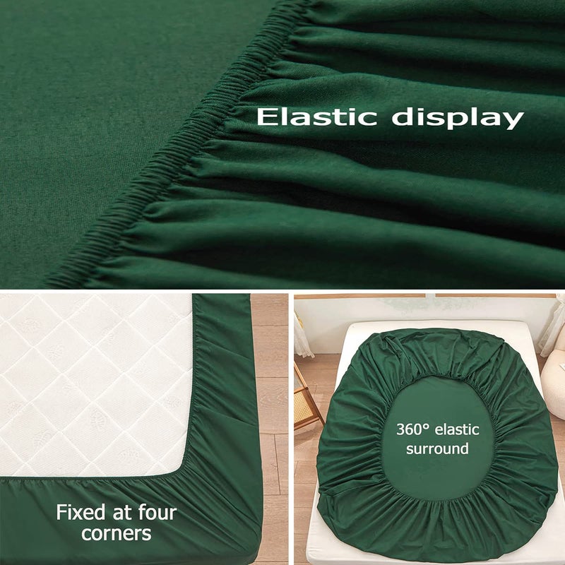 rushrushlulu Bedding Twin Size Fitted Sheet Only-Twin Size Deep Pocket Bottom Sheet Fits 15inches Bed Matress Sheet Soft and Microfiber Easy Care-Dark Green - Image 4