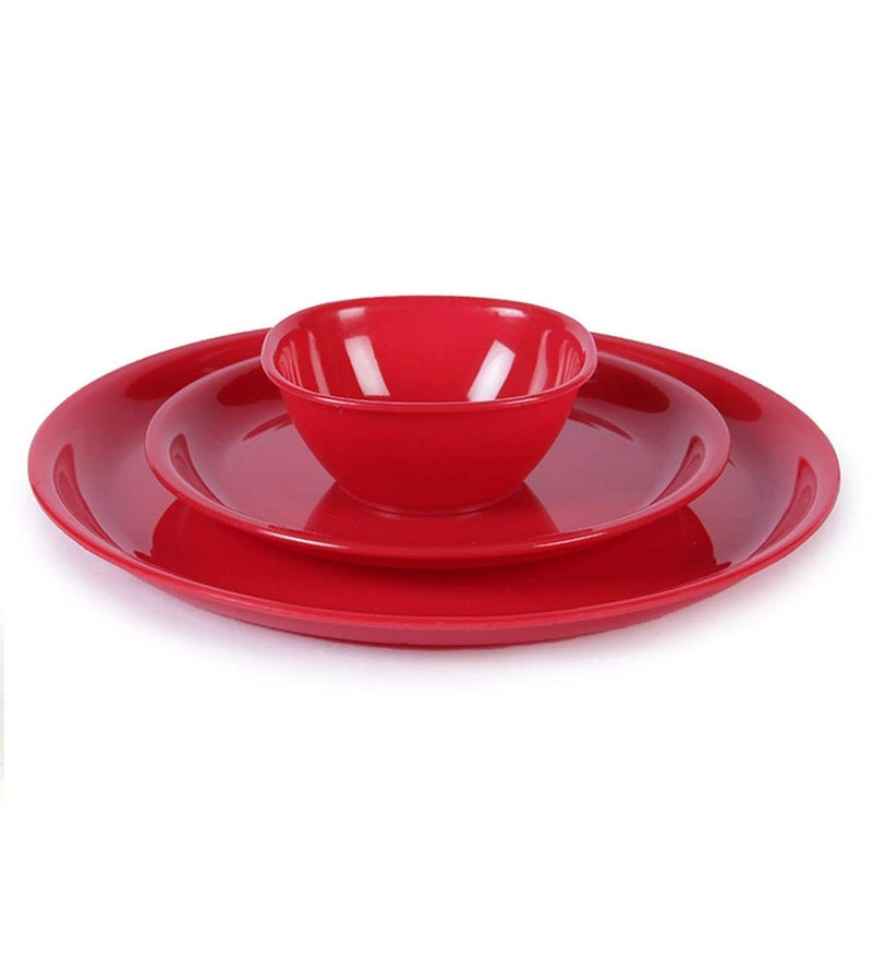 PRIZMA Plastic Dinner Set - Set Of 24, Red - Image 4