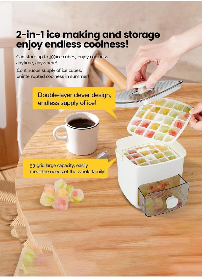 Generic Ice Cube Mold with Lid, Bin & Ice Scoop – 2 Pack 50-Grids Food-Grade Ice Cube Trays for Freezer, Easy Press Release, Dustproof & Odor-Resistant Cover, Portable Handle Design – Ideal for Whiskey, Cocktails, Coffee & Home Use - (Green)  - Image 4