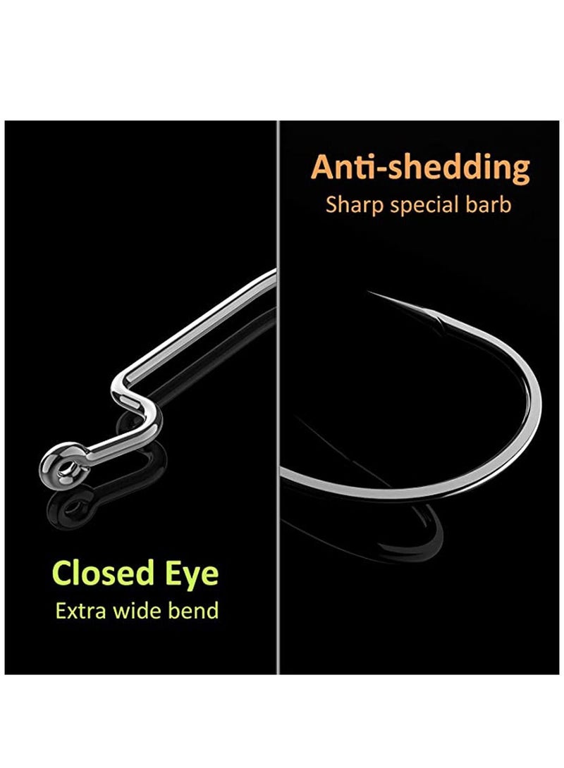 Y&D 100 Pcs Fishing Hooks, High Carbon Steel Offset Worm Hooks with Plastic Box, Strong Sharp Soft Bait Jig Fish Barbs for Bass Freshwater Saltwater - Image 4